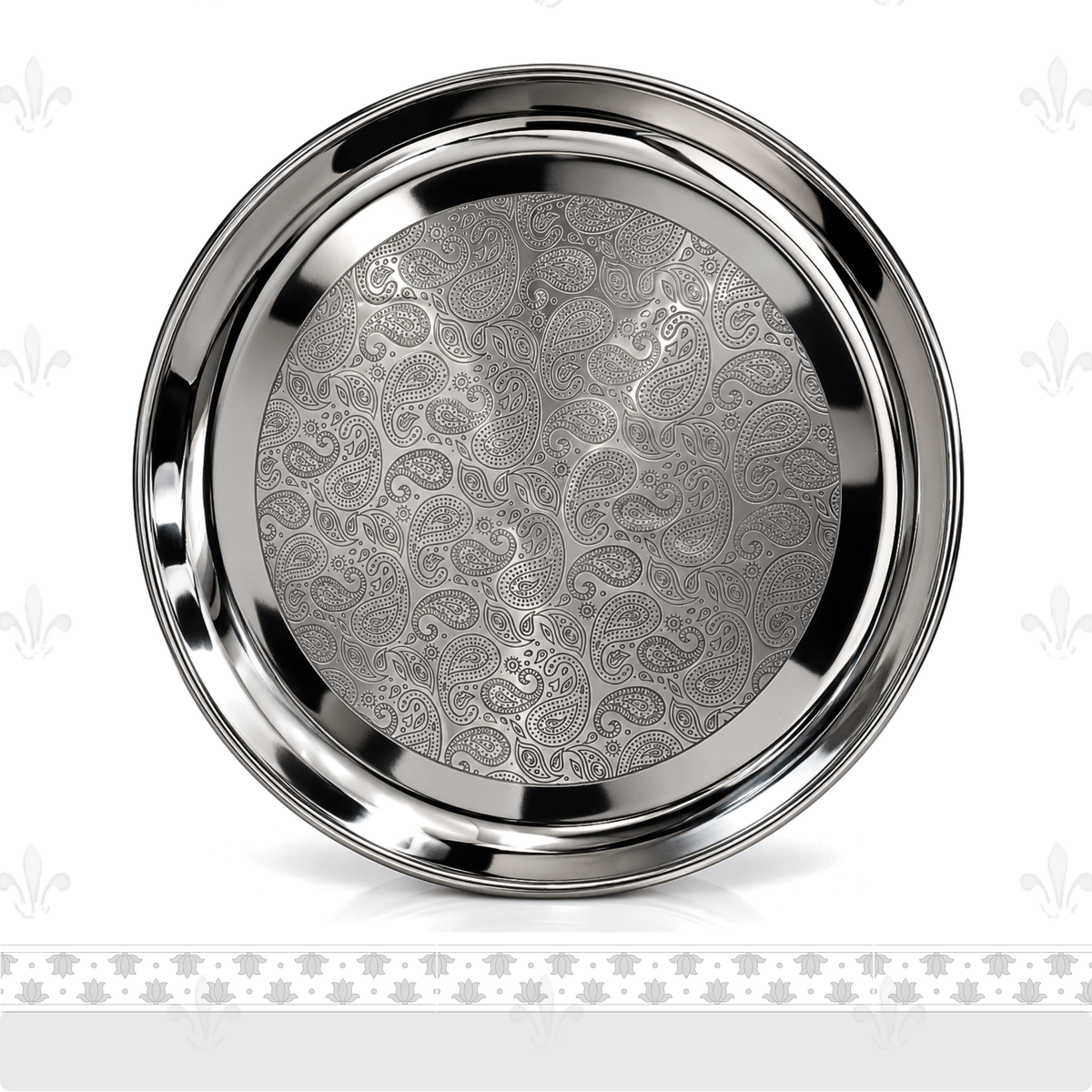 Good Day Plate Set | Stainless Steel Plates, Set of 6 | Etched Design