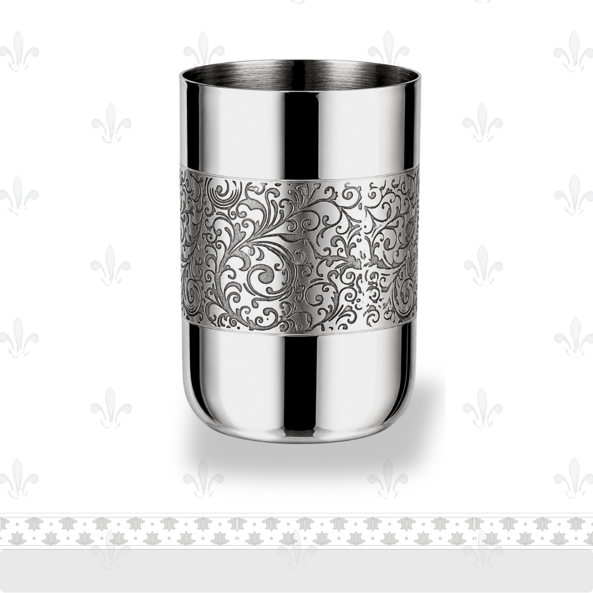 Signature Glass Set | Stainless Steel Glasses, Set of 6 (300ml Each) | Etched Design