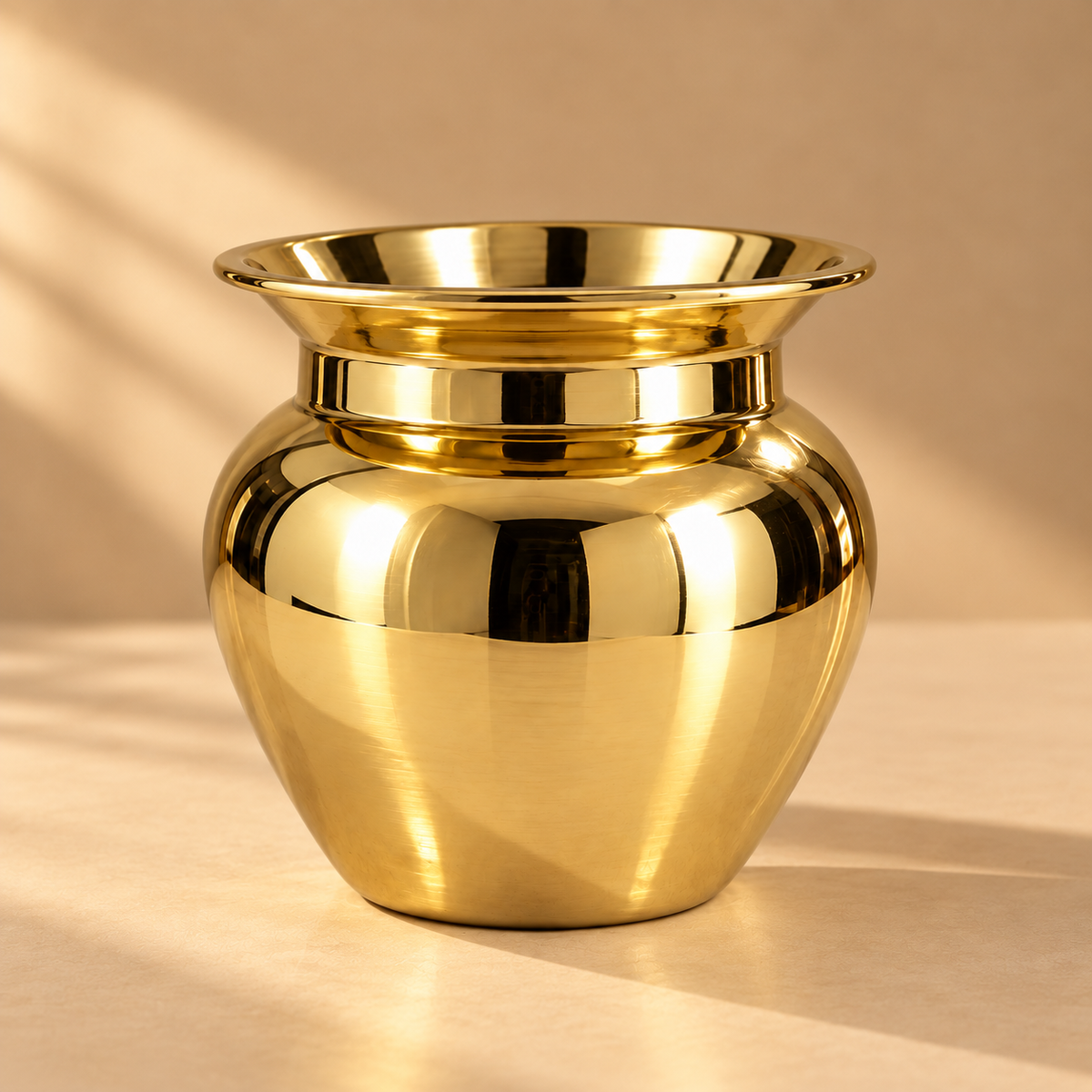 Apple Lota | Heavy Pure Brass Kalash, Mirror-Polished Finish | 300ml, 450ml & 600ml