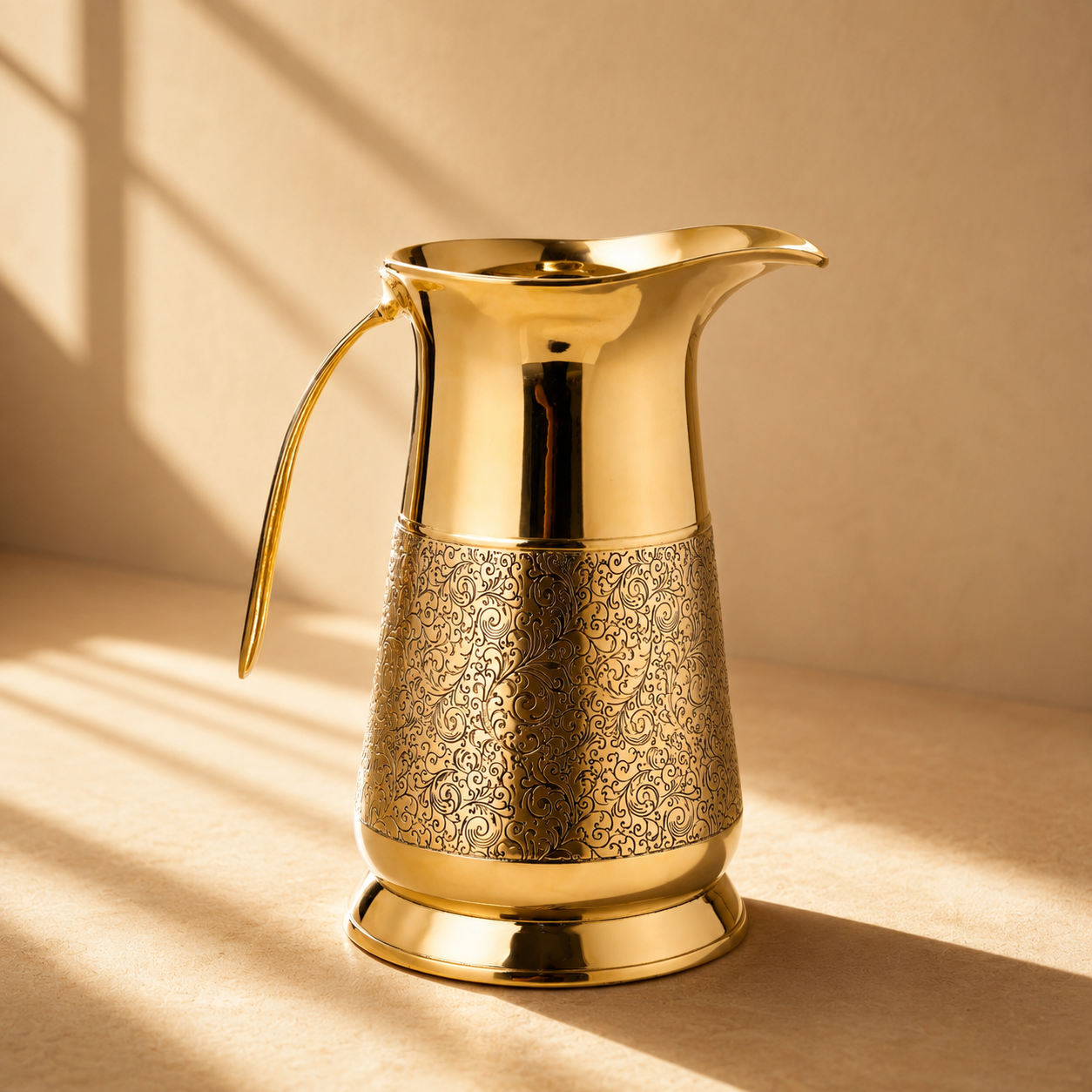 Heritage Hydration Set | Pure Brass Jug & 4 Glasses Set