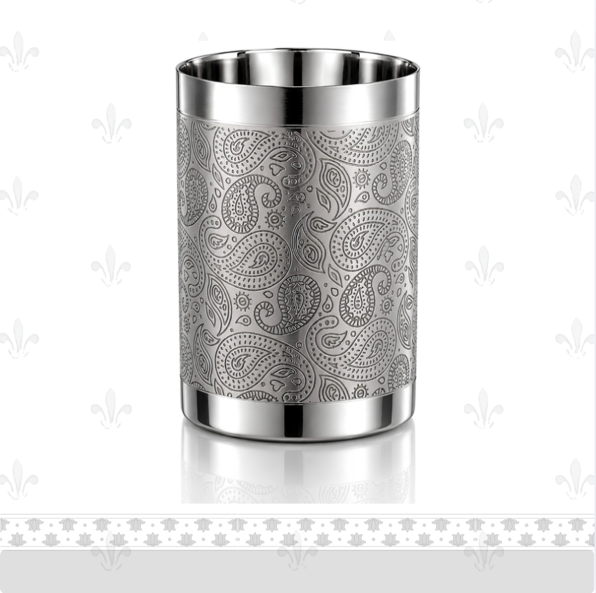 Good Day Glass Set | Stainless Steel Glasses, Set of 6 (300ml Each) | Etched Design
