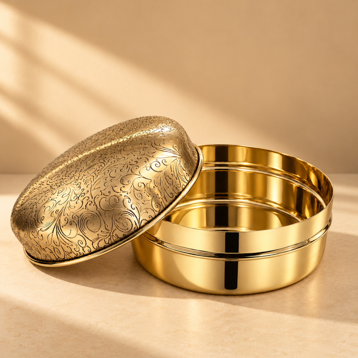 Heritage Storage Box | Pure Brass Dibbi with Etched Lid | Multipurpose Box