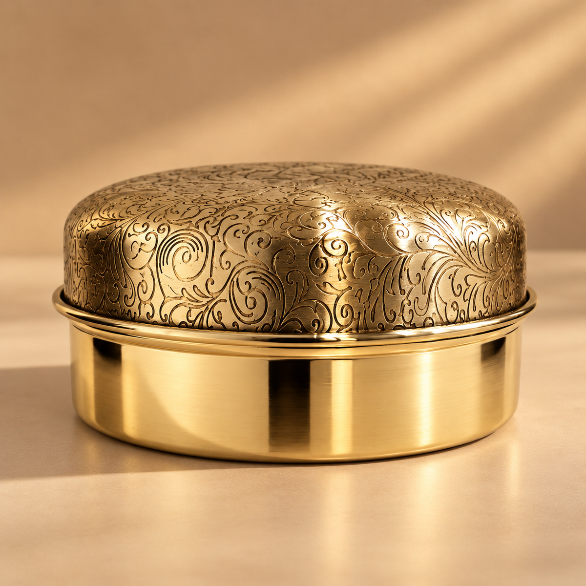 Heritage Storage Box | Pure Brass Dibbi with Etched Lid | Multipurpose Box